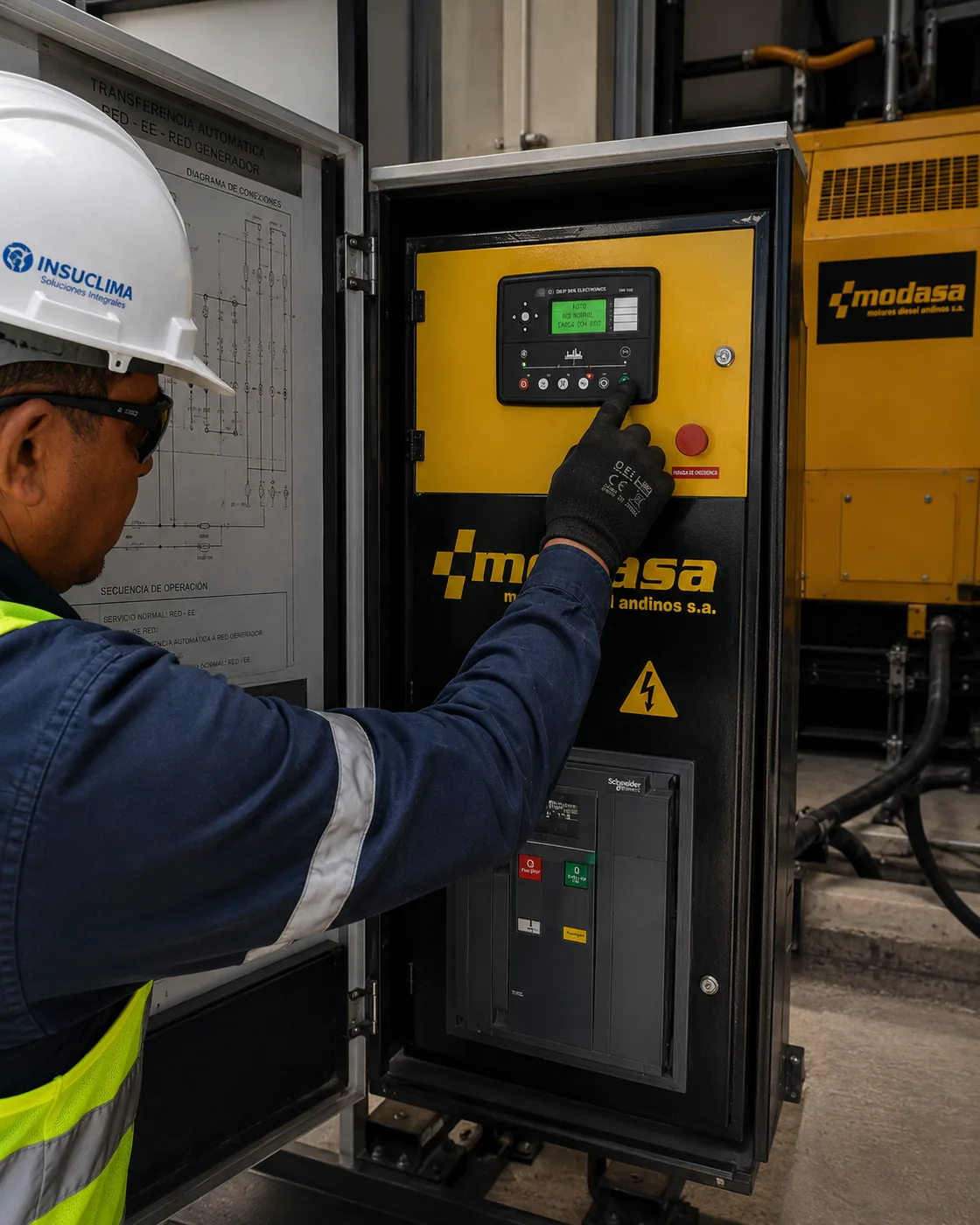 Técnico revisando una transferencia automática